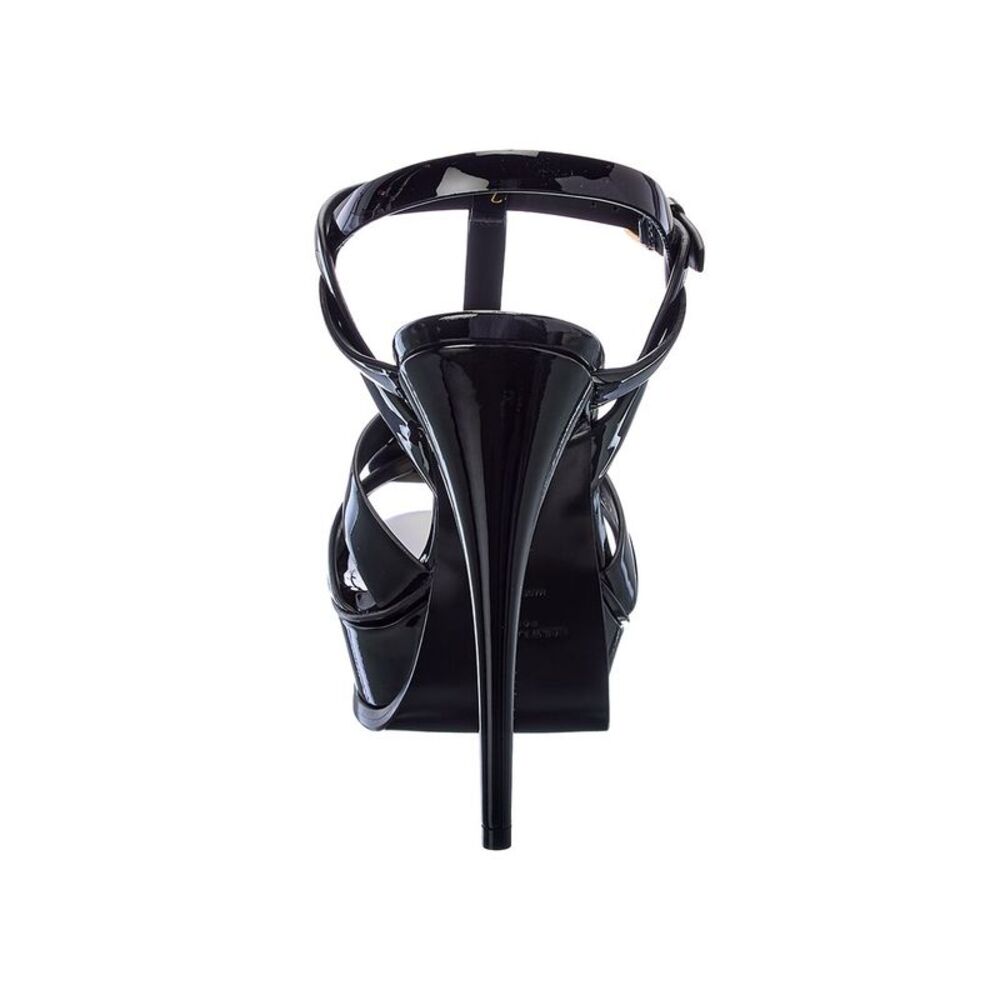 Saint Laurent Tribute 105 Patent Platform Sandal, Black - Picture 3 of 5